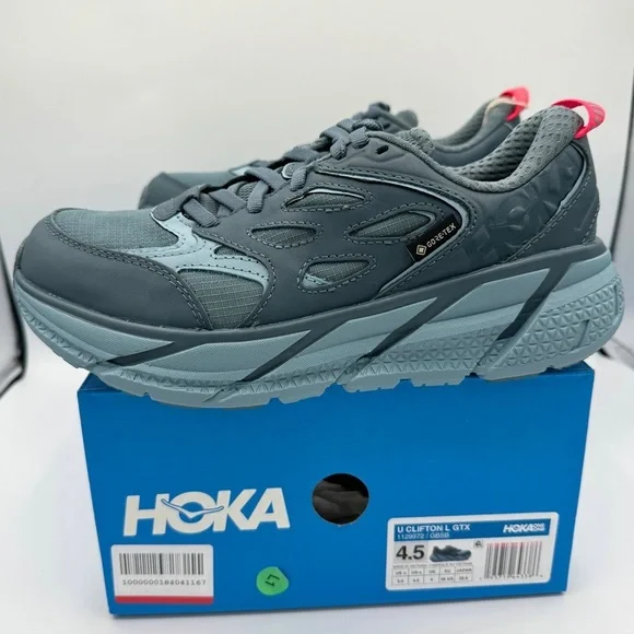 NWT Hoka Clifton Leather Gore-Tex Waterproof Unisex Goblin Stone Blue GBSB shoes